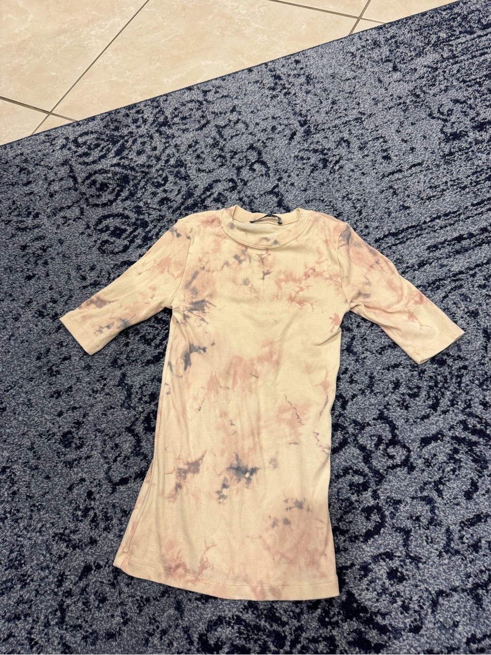 Zara Beige Tie-Dye Short Sleeve Tee